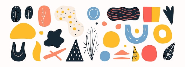 Insieme di blob di vettore di arte di doodle disegnato a mano di forma organica astratta