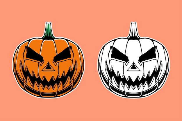 Insieme di disegno di vettore di zucca di halloween