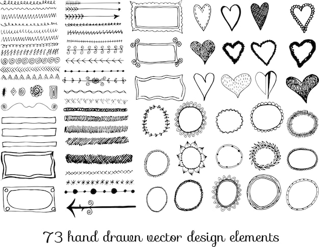 Insieme di diversi elementi di design della forma. Cornici, bordi, divisori.