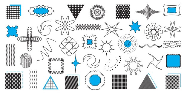 Insieme di elementi astratti e forme geometriche Astrazioni di linee di forme Disegno grafico vettoriale EPS 10