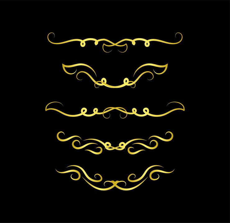 Vettore insieme di elementi di bordi d'oro ornamento di raccolta vector