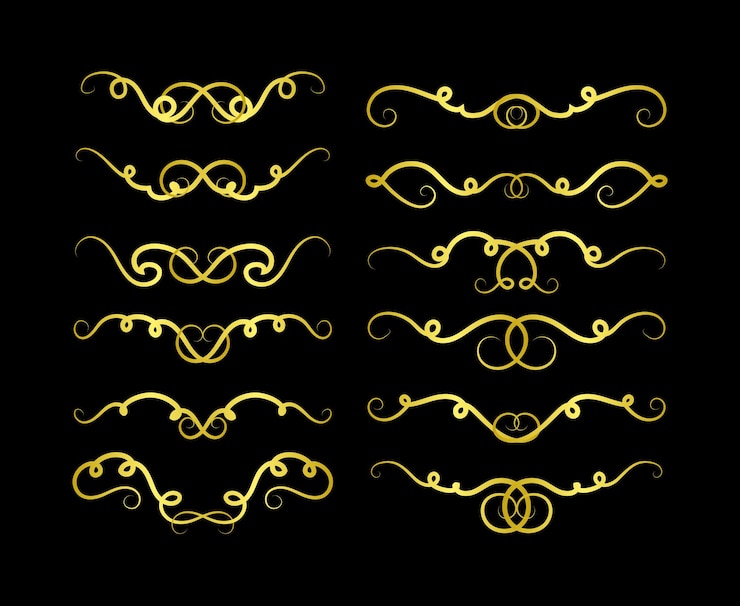 Vettore insieme di elementi di bordi d'oro ornamento di raccolta vector