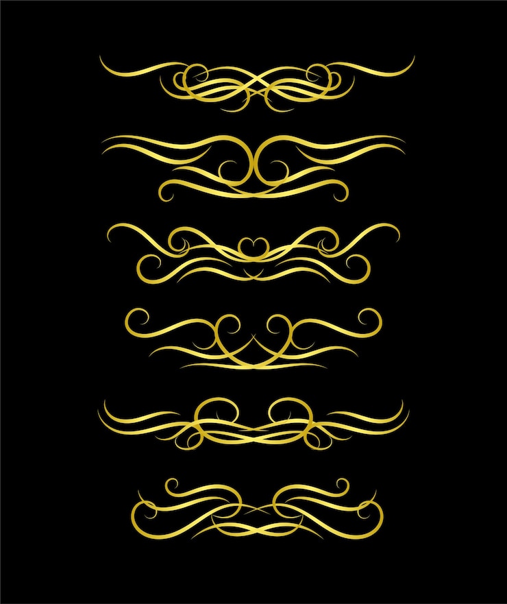 Vettore insieme di elementi di bordi d'oro ornamento di raccolta vector