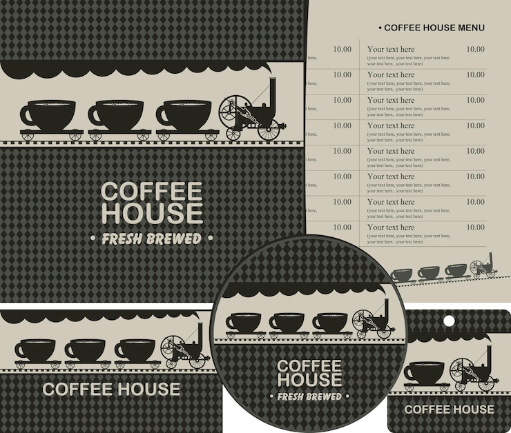 Vettore insieme di elementi di design per la caffetteria