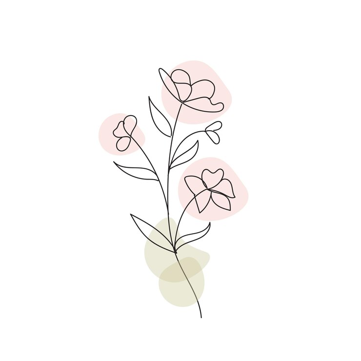 Insieme di elementi di raccolta di fiori e foglie disegnati a mano