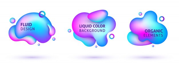 Insieme di elementi liquidi astratti al neon sfumato moderno.