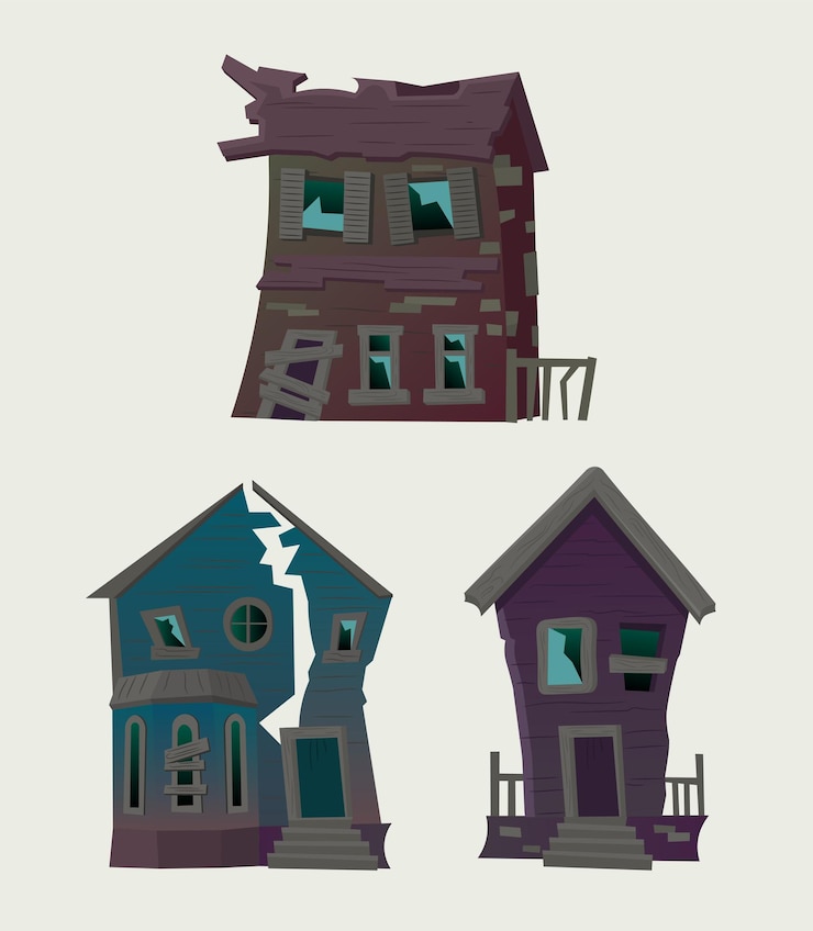 Vettore insieme di elementi per la città con case, negozi, caffè, hotel, banca. illustrazione vettoriale in stile piatto