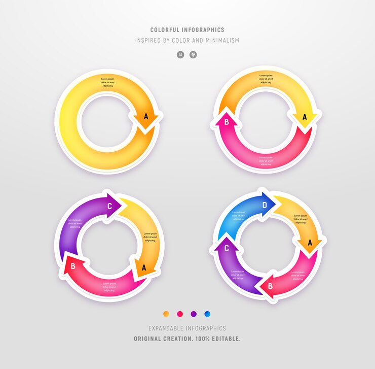 Insieme di infographics circolare colorato stile moderno
