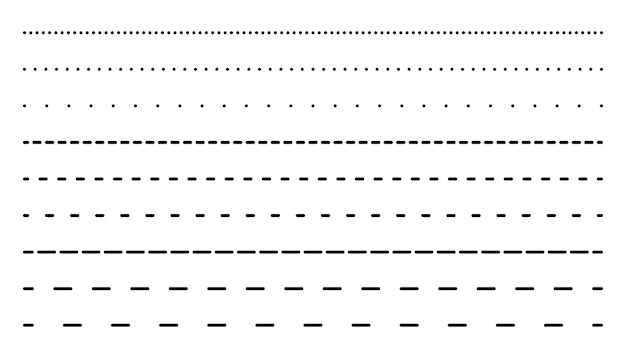 Insieme di lunghe linee punteggiate connessione diversi tipi di linee a tratti lunghe raccolta di linee per non