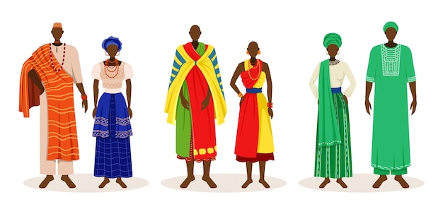Insieme di persone africane in costumi tribali