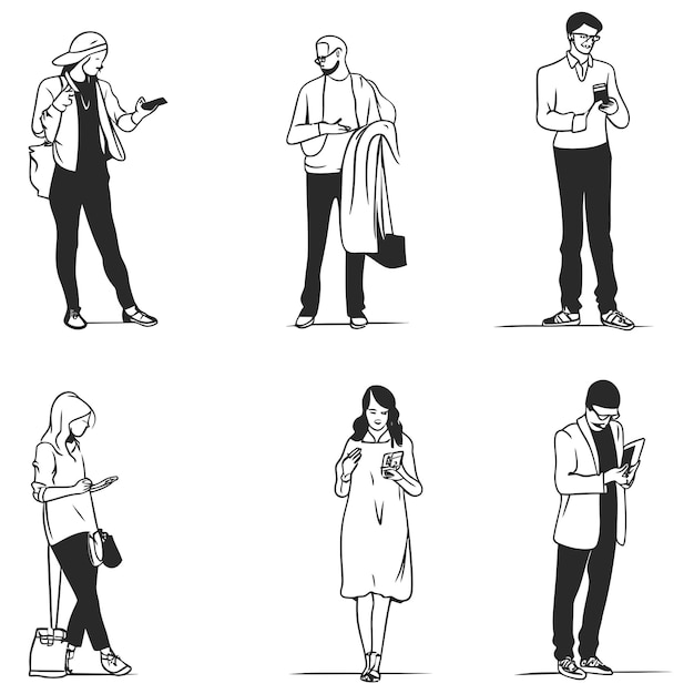 insieme di persone disegno di linea continua disegno vettoriale