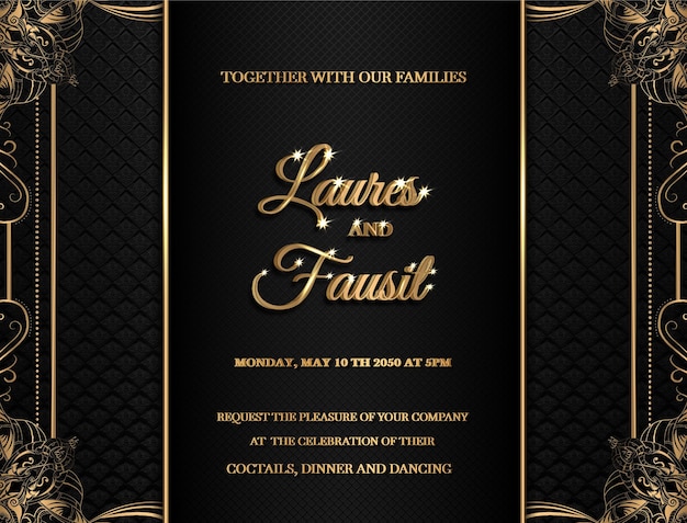 Insieme di progettazione del fondo della carta dell'invito di nozze disegnato a mano elegante di lusso