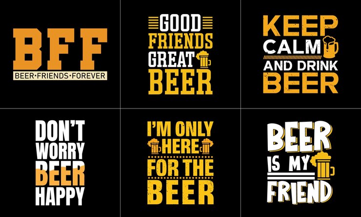 Insieme di progettazione della maglietta di citazione del giorno della birra
