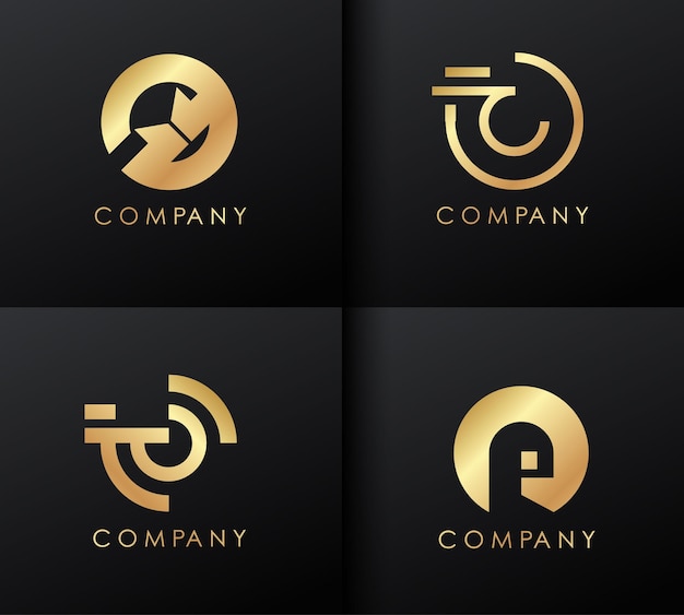 Insieme di progettazione di logo dorato. Modello di logo.
