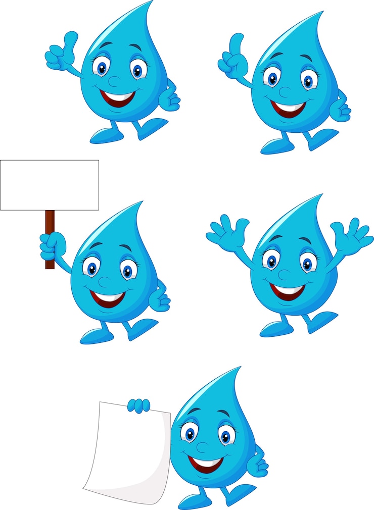 Vettore insieme di raccolta di acqua blu del fumetto