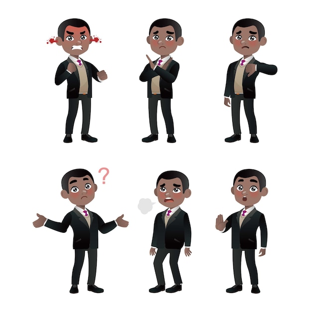Insieme di uomini d'affari con pose diverse