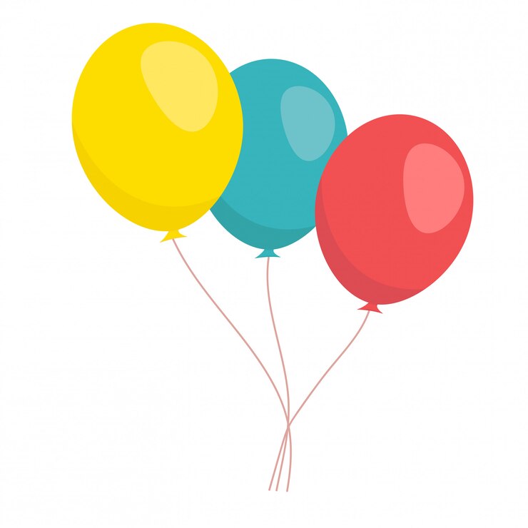Vettore insieme di vettore dei palloncini in stile piano. icona isolata di palloncini