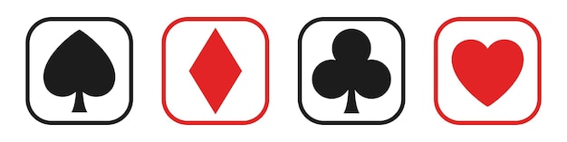 Insieme di vettore dei simboli del casinò di carte da gioco