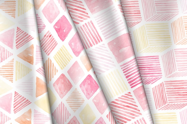 Insieme di vettore del fondo modellato senza cuciture geometrico dell'acquerello rosa