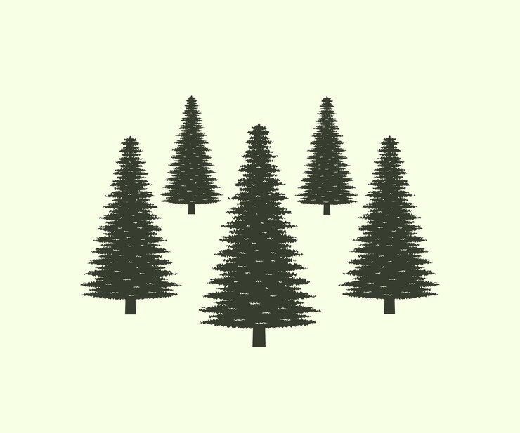 Vettore insieme di vettore della siluetta degli alberi