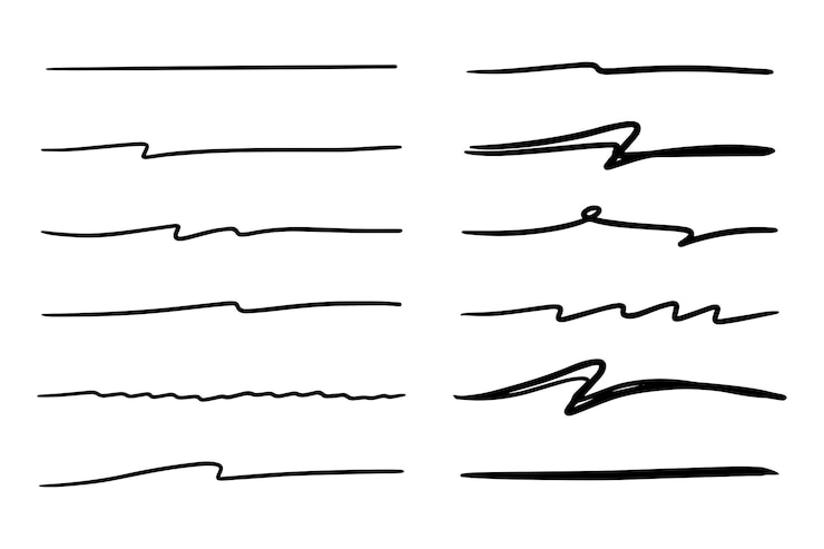 Vettore insieme di vettore della sottolineatura disegnata a mano