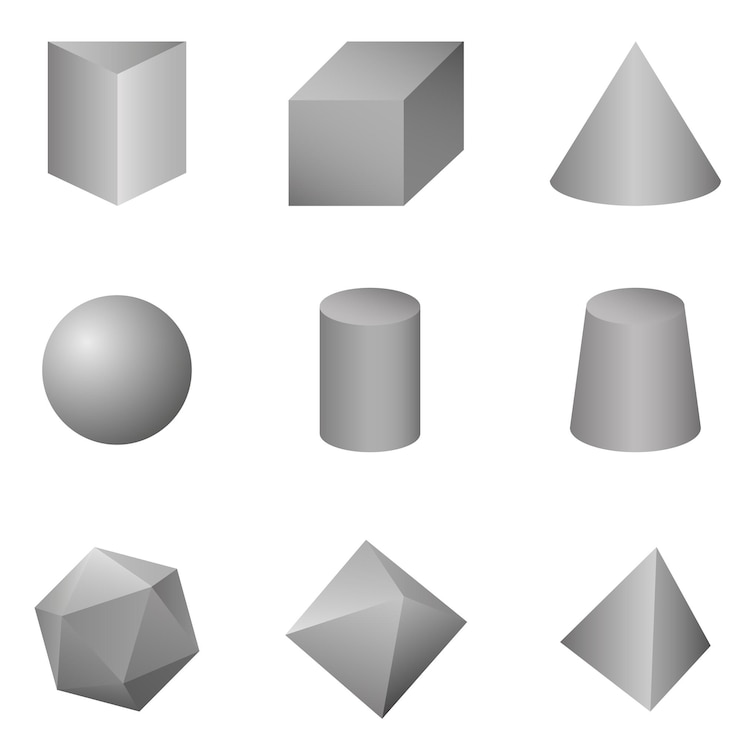 Vettore insieme di vettore delle forme geometriche di gradiente grigio