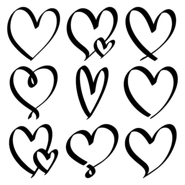 Insieme di vettori a forma di cuore