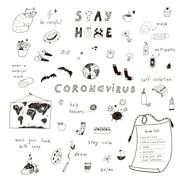Insieme di vettori del virus dell'illustrazione del coronavirus