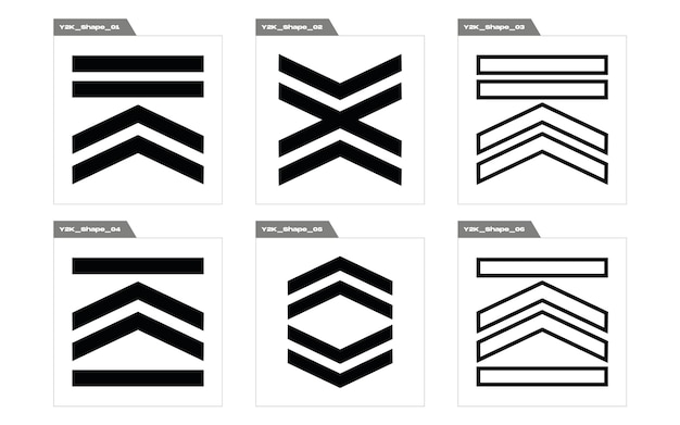 Insieme di vettori di oggetti in stile Y2K Figure postmoderne geometriche alla moda Elementi per la decorazione grafica
