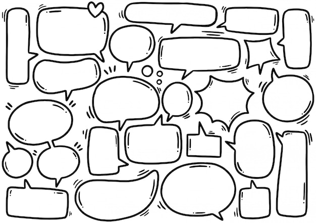 insieme disegnato a mano del fumetto carino eith testo in stile doodle