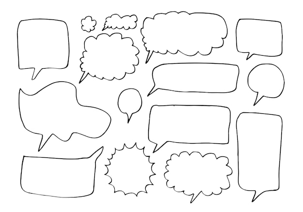 Insieme disegnato a mano di fumetti isolati su priorità bassa bianca
