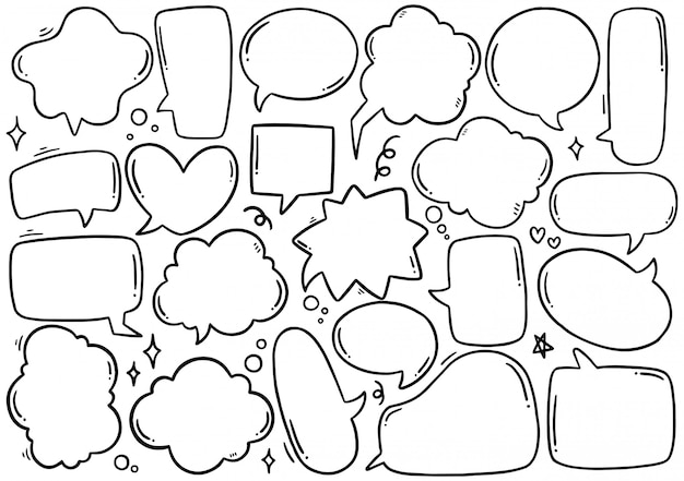 Insieme disegnato a mano di fumetto carino in stile doodle