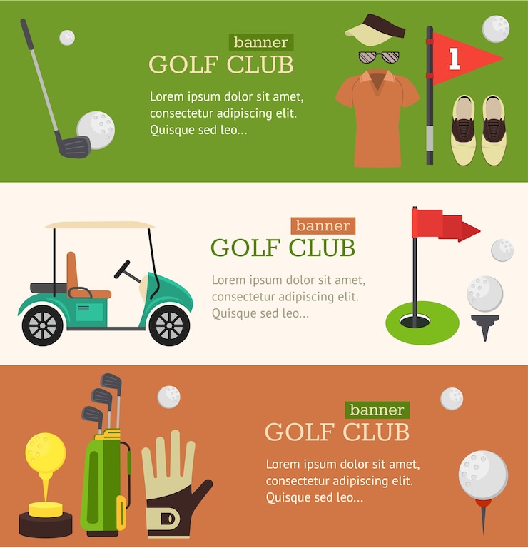 Vettore insieme orizzontale dell'insegna del club di golf