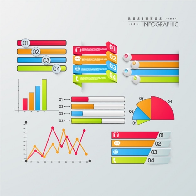 Vettore insieme variopinto per infografica