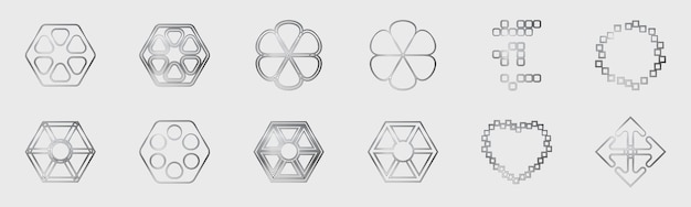 Insieme vettoriale di Y2K Elementi geometrici minimalisti Forme semplici