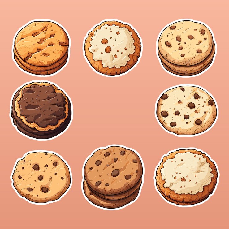 Vettore insieme vettoriale illustrazione di cibo carino biscotti