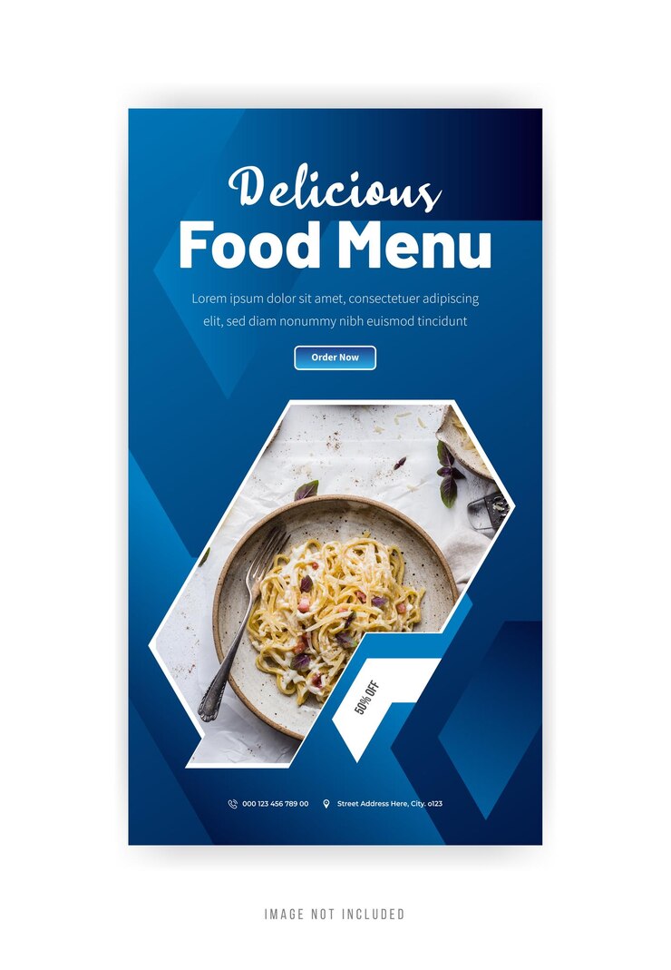 Instagram cibo menu banner design vettore premium