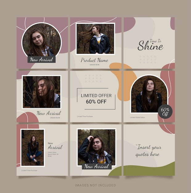 Instagram Feed Template Fashion Women. Puzzle dei social media