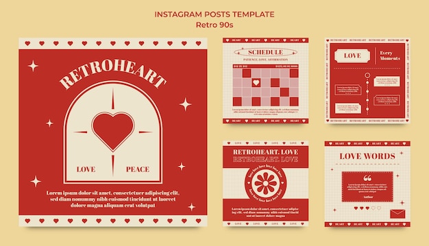Instagram post template square feed social media post concept old style nostalgic retro vintage 90s