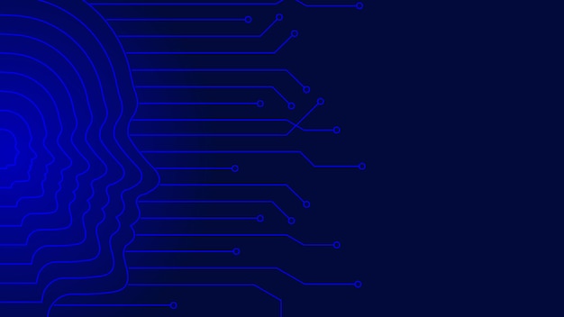 Intelligenza artificiale AI contorni della testa umana Scienza e tecnologia e ingegneria tecnologica