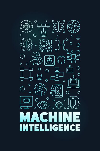 Intelligenza automatica striscia verticale sottile striscia colorata ML Illustrazione del concetto tecnologico con sfondo scuro
