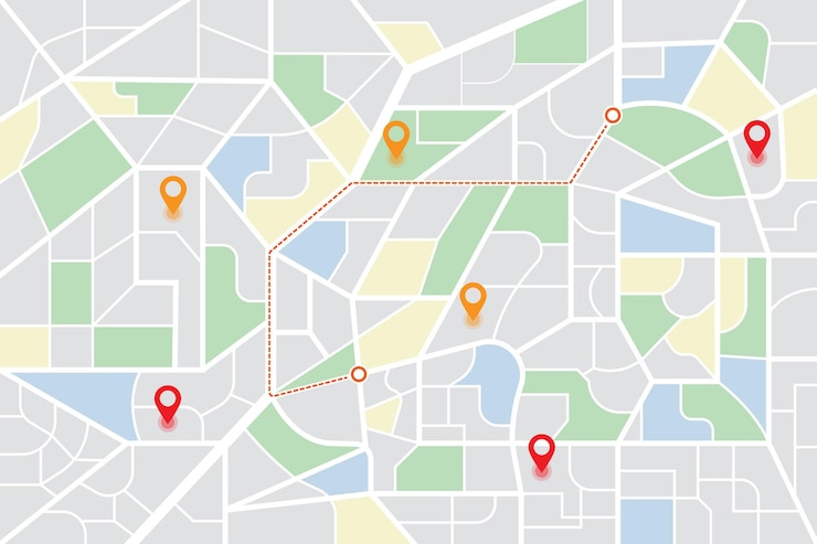 Vettore interfaccia della mappa della posizione personalizzata per app web e mobile