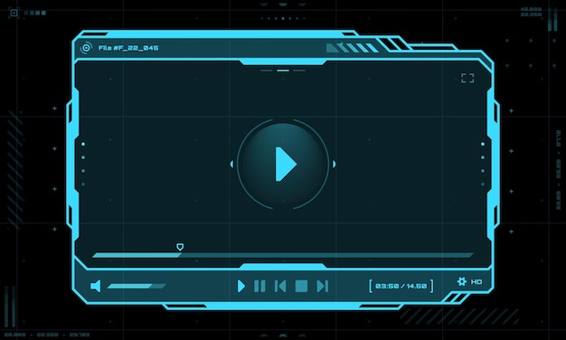 Interfaccia dello schermo del lettore video HUD e cornice dell'interfaccia utente