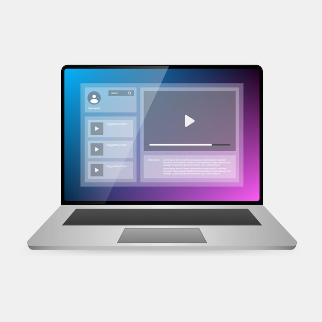 Interfaccia di riproduzione video sullo schermo del portatile