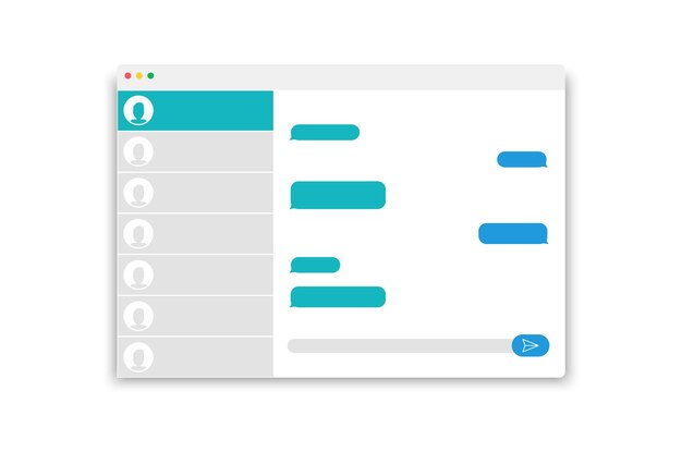 Interfaccia per messaggio di posta. Modello vuoto di posta elettronica. Finestra di posta mockup. Posta elettronica Internet.