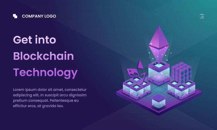 Interfaccia utente della pagina di destinazione dell'illustrazione vettoriale isometrica 3d di Blockhain di criptovaluta