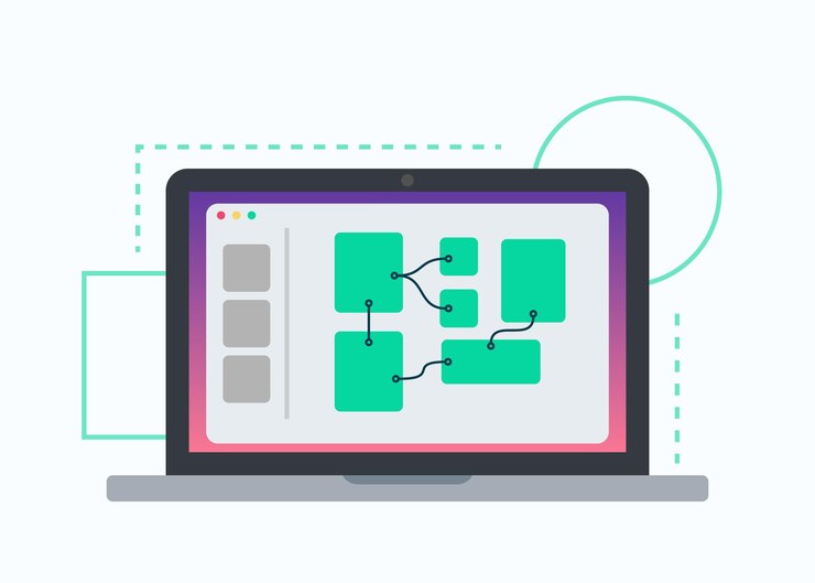 Interfaccia utente e progettazione dell'esperienza UI UX su laptop concept illustrazione vettoriale