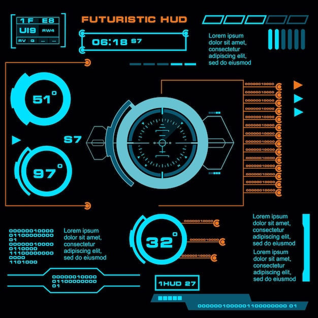 Interfaccia utente futuristica di tocco grafico virtuale blu
