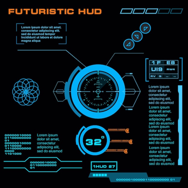 Interfaccia utente futuristica di tocco grafico virtuale blu