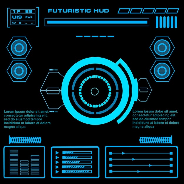 Interfaccia utente futuristica di tocco grafico virtuale blu